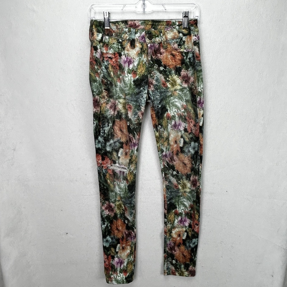 Saks Fifth Avenue Multicolored Super Skinny Gray Distressed Pants Size 26 (764)